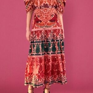 FARM RIO Anika Print Macaws Maxi Skirt
